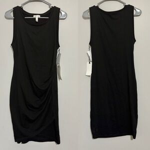 Leith Black Ruched Bodycon Dress Sleeveless Mini NEW Size Medium NWT